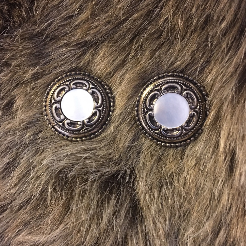 Vintage antique silver abalone shell earrings